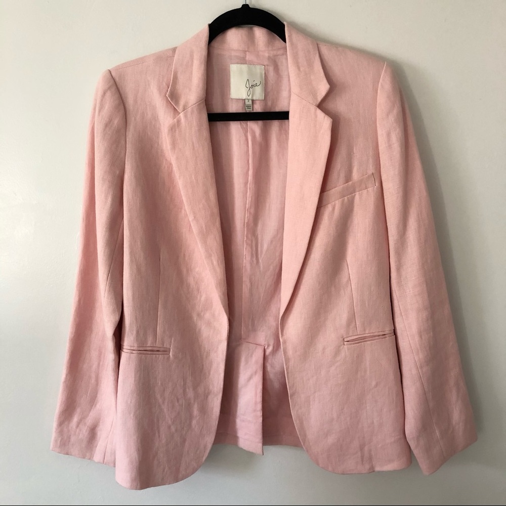 Tailored Structured Pink Linen Blazer